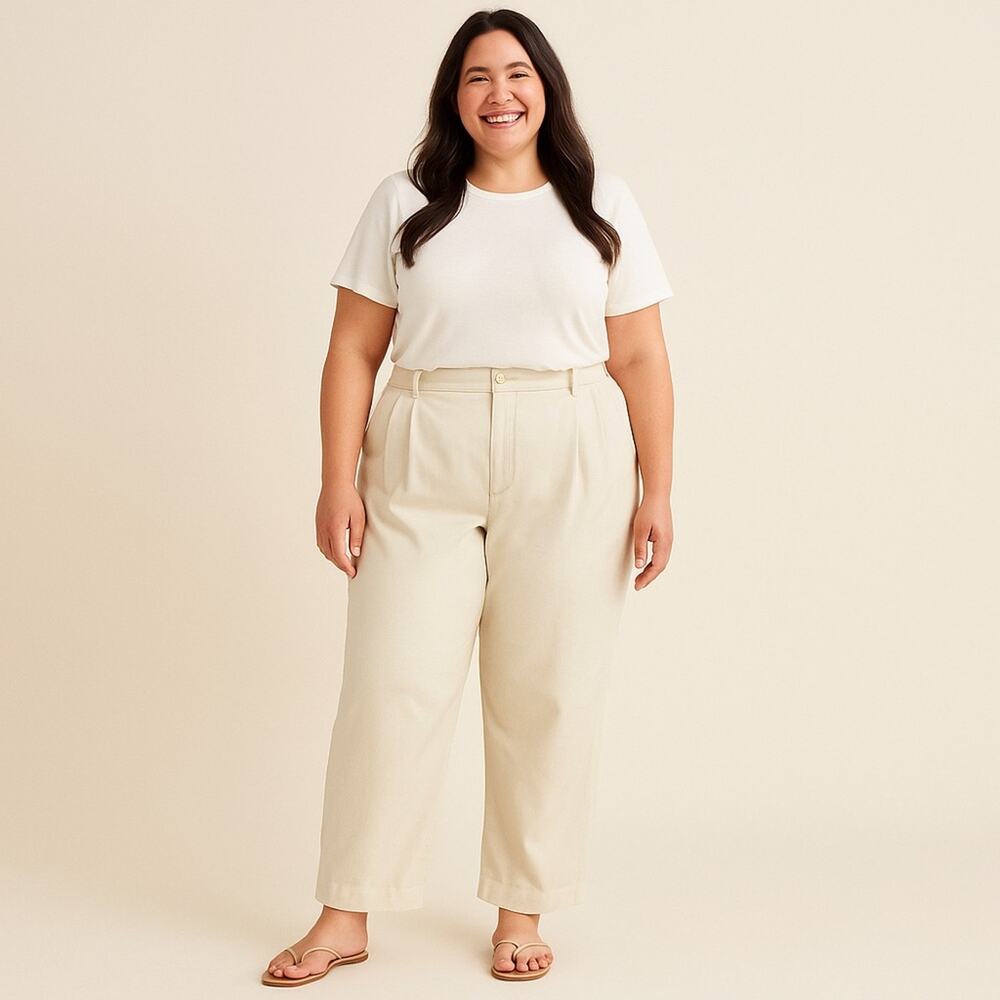 Lauren Ralph Lauren Chino Pants Winter Cream Pleated Stretch Lined Size 16 - Picture 16 of 16